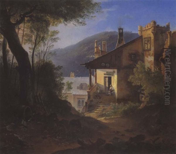 Landschaft Mit Haus In Der Abendsonne - view 1