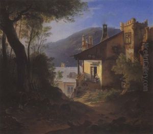 Landschaft Mit Haus In Der Abendsonne by Jan Ranzmayer