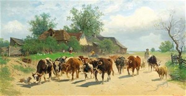 Cows On The Village Road - view 1