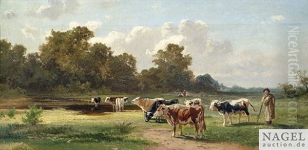 Kuhe Auf Der Weide Ol/lwd., Unten Rechts Signiert - view 1