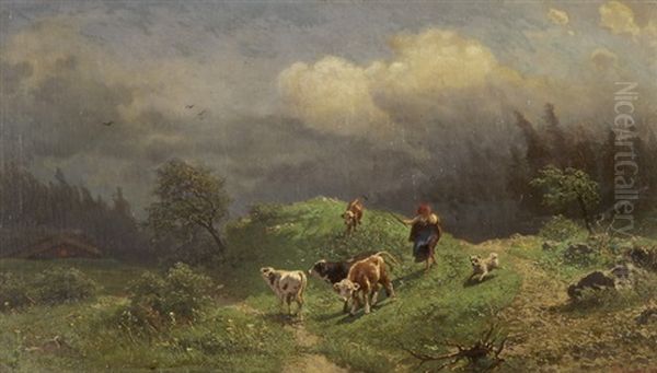 Kuhe Auf Der Alp Bei Aufziehendem Gewitter - view 1