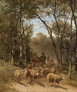 Schafherde Am Waldweg