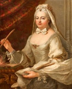 Portrait Of An Elegant Lady In A White Dress by Jean Raoux