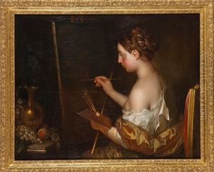 Femme Peintre Dans Son Atelier by Jean Raoux