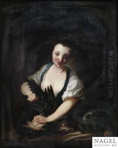 A Kitchenmaid Plucking A Chicken by Jean Raoux
