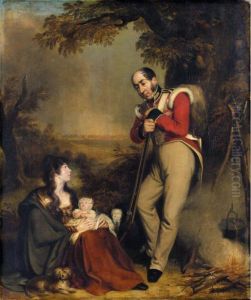 A Soldier With His Wife And Child; Portraits by Robert Trewick Bone