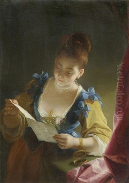 Junge Dame Beim Lesen Eines Briefes - view 1