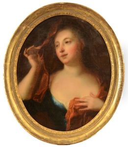 Portrait Of A Lady With A Red Veil by Jean Raoux