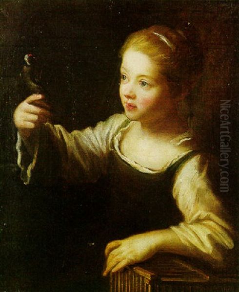 Portrait Of A Young Girl (marie Cochin?) With A Goldfinch Perched On Her Finger - view 1