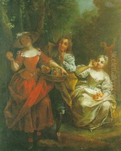 Le Courtisan Volant Un Fruit Dans Une Corbeille Tenue Par Une Courtisane by Jean Raoux