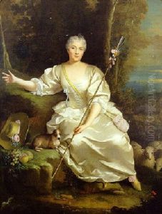 Portrait De La Marquise De Changey Costumee En Bergere