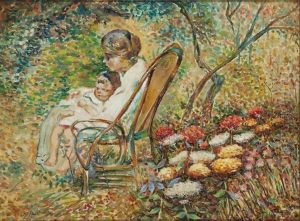 Mother And Child In A Garden by Joseph Morris Raphael