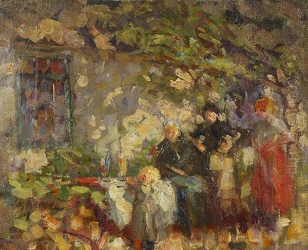 Untitled (figures By A Cottage Under A Tree) - view 1