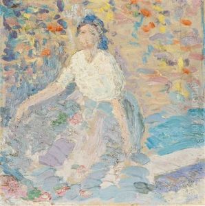 Woman In A Garden by Joseph Morris Raphael