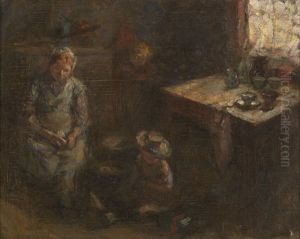 Dutch Figures In An Interior by Joseph Morris Raphael