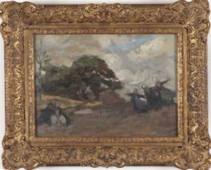 Brettones Dans Un Paysage by Joseph Morris Raphael