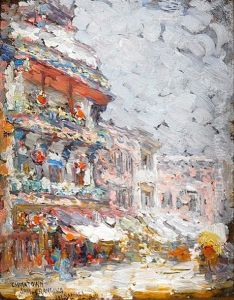 A Chinatown Gate And Pagoda (+ Chinatown, San Francisco; 2 Works) by Joseph Morris Raphael
