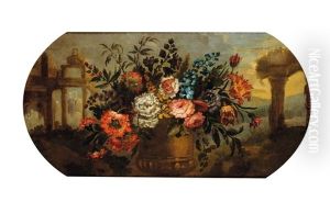 Natura Morta Con Vaso Di Fiori Tra Architetture