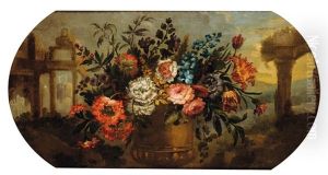 Natura Morta Con Vaso Di Fiori Tra Architetture