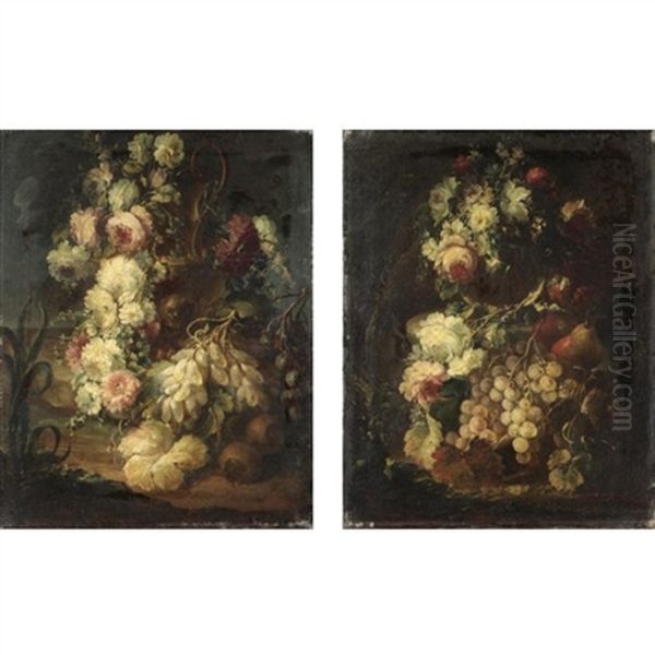 Nature Morte Con Fiori E Frutta (pair) - view 1