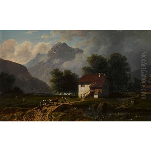Gebirgstal Mit Kuhherde - view 1