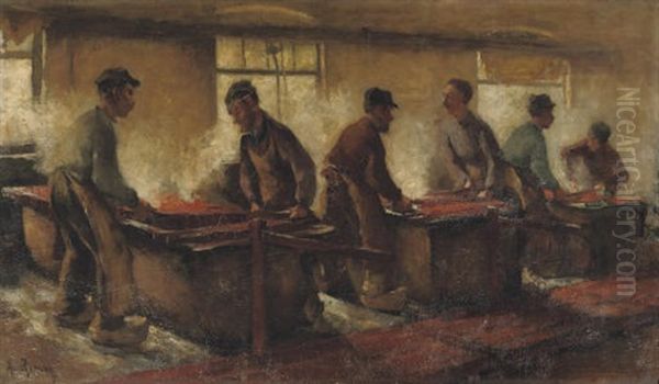 De Krabbers - Kantoenweverij, At The Weaving-looms - view 1