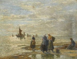 Fischerfrauen Am Strand by Heinrich Rasch