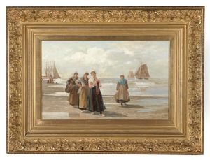 Fischersfrauen Am Strand by Heinrich Rasch
