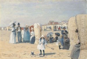 Am Strand Von Scheveningen by Heinrich Rasch