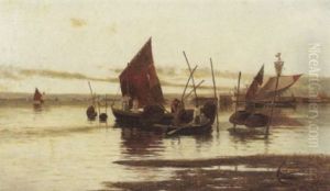 Lagune Mit Krebsfischer Bei Venedig Lagune Mit Krebsfischer Bei Venedig