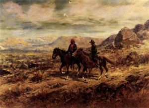 Two Indians On Horseback In The High Desert