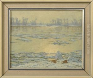 Winterliche Rheinlandschaft by Alfred Rasenberger
