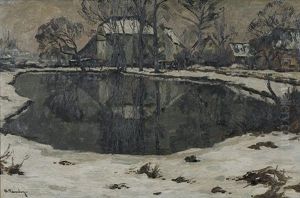 Niederrheinische Dorflandschaft Im Winter by Alfred Rasenberger