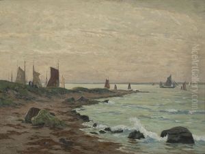 Felsenkuste Mit Segelbooten Felsenkuste Mit Segelbooten