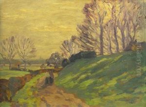 Fruhsommerliche Rheinlandschaft Mit Zwei Spaziergangerinnen Fruhsommerliche Rheinlandschaft Mit Zwei Spaziergangerinnen