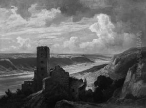 Blick Uber Die Burg Gutenfels Ins Rheintal by Alfred Rasenberger