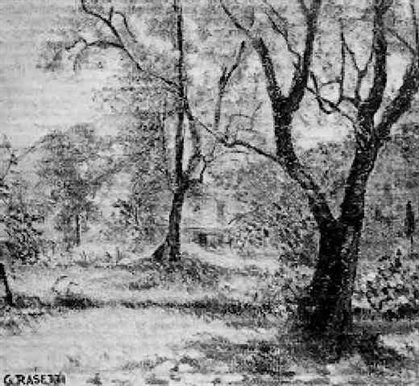 Paysage Aux Arbres Et A La Cabane - view 1
