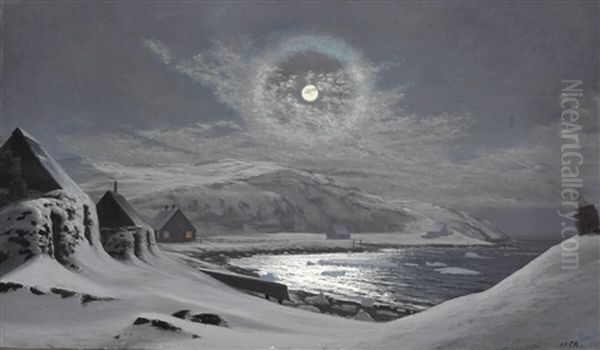 Full Moon Over A Greenlandic Settlement - view 1