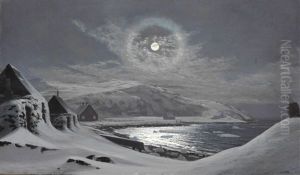 Full Moon Over A Greenlandic Settlement by Carl (Jens Erik C.) Rasmussen