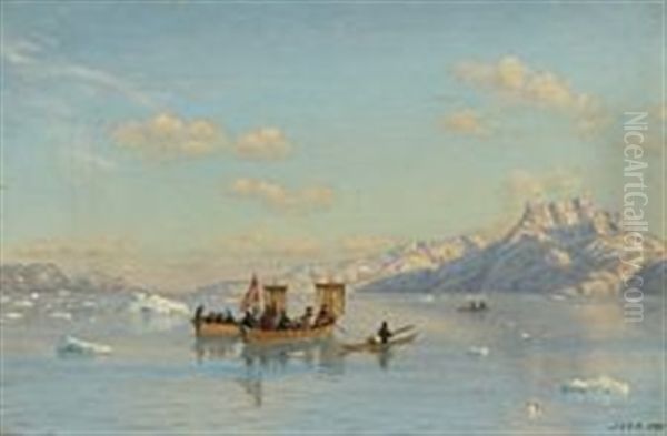 Kayaks And Umiaks On A Greenlandic Fjord - view 1