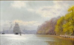 View Of Svendborgsund With Svendborg In The Background by Carl (Jens Erik C.) Rasmussen