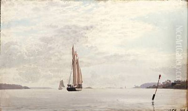 Seascape With Sailing Ships In A Fiord - view 1