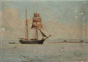 A Brig Near A Coast by Carl (Jens Erik C.) Rasmussen