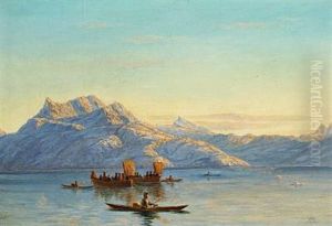 Kayaks And Umiaks On A Greenlandic Fiord