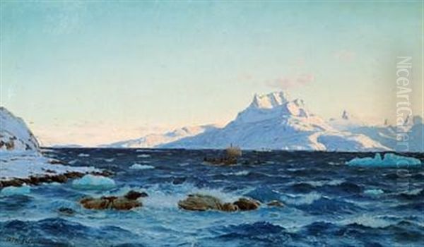 A Greenlandic Fiord In The Early Sunset - view 1