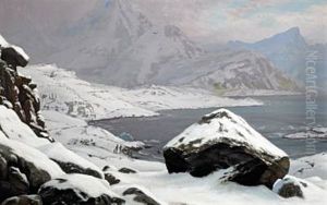 Greenlandic Landscape With A Family Awaiting The Homecoming Of The Sealer