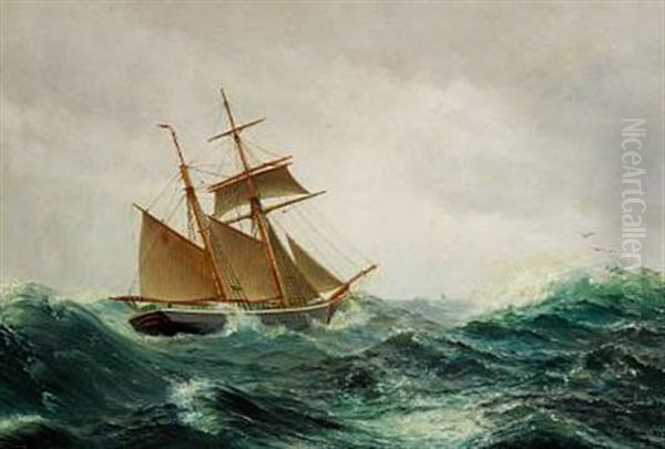 Sailing Ships In Rough Sea - view 1