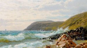 Bolgerne Brydes Mod En Klipperig Kyst (bornholm?) by Carl (Jens Erik C.) Rasmussen