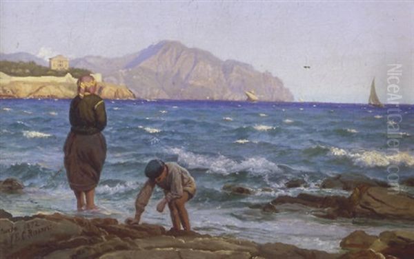 Kystparti Fra Genuabugten, I Forgrunden Figurer - view 1