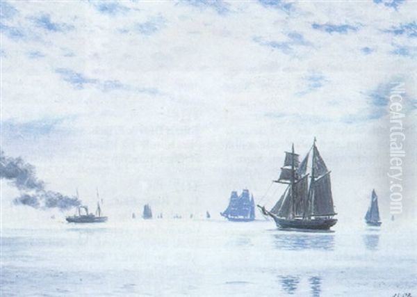Marine, Sejlskibe Pa Sundet Mellem Svenborg Og Aereskobing - view 1